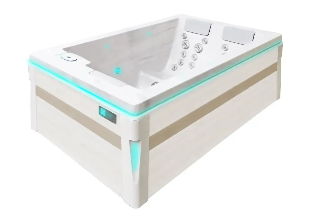 PassionSpa Serene 3-spabad – moderne design, beige og hvid, turkis LED-belysning PassionSpa Serene 3-spabad – moderne design, beige og hvid, turkis LED-belysning